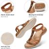 image:imageLittleplum Women Flats Sandals Arch Support OpenToe Casual Summer Low Wedge Shoes for Daily Beach Walking Dressy Comfy Sandals1818Brown