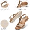 image:imageLittleplum Women Flats Sandals Arch Support OpenToe Casual Summer Low Wedge Shoes for Daily Beach Walking Dressy Comfy Sandals1818Champagne