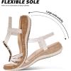 image:imageLittleplum Women Flats Sandals Arch Support OpenToe Casual Summer Low Wedge Shoes for Daily Beach Walking Dressy Comfy Sandals1818Cream White
