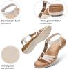 image:imageLittleplum Women Flats Sandals Arch Support OpenToe Casual Summer Low Wedge Shoes for Daily Beach Walking Dressy Comfy Sandals1818Cream White