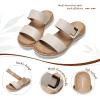 image:imageLittleplum Women Slides Sandals Arch Support Open Toe Slip on Sandals Soft Cushion Slippers Comfy Casual Summer Shoes for WalkingBeachTravelApricot