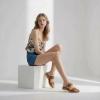 image:imageLittleplum Women Slides Sandals Arch Support Open Toe Slip on Sandals Soft Cushion Slippers Comfy Casual Summer Shoes for WalkingBeachTravelBrown