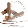 image:imageLittleplum Women Slides Sandals Arch Support Open Toe Slip on Sandals Soft Cushion Slippers Comfy Casual Summer Shoes for WalkingBeachTravelBrown
