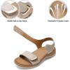 image:imageLittleplum Womens Sandals Arch Support Adjustable Comfy Flat Sandals for Women Summer Walking Shoes for BeachTravelUrban Apricot