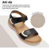 image:imageLittleplum Womens Sandals Arch Support Adjustable Comfy Flat Sandals for Women Summer Walking Shoes for BeachTravelUrban Black
