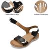 image:imageLittleplum Womens Sandals Arch Support Adjustable Comfy Flat Sandals for Women Summer Walking Shoes for BeachTravelUrban Black