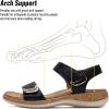 image:imageLittleplum Womens Sandals Arch Support Adjustable Comfy Flat Sandals for Women Summer Walking Shoes for BeachTravelUrban Black