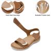 image:imageLittleplum Womens Sandals Arch Support Adjustable Comfy Flat Sandals for Women Summer Walking Shoes for BeachTravelUrban Brown