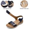 image:imageLittleplum Womens Sandals Arch Support Adjustable Comfy Flat Sandals for Women Summer Walking Shoes for BeachTravelUrban Dark Blue