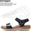image:imageLittleplum Womens Sandals Arch Support Adjustable Comfy Flat Sandals for Women Summer Walking Shoes for BeachTravelUrban Dark Blue