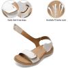 image:imageLittleplum Womens Sandals Arch Support Adjustable Comfy Flat Sandals for Women Summer Walking Shoes for BeachTravelUrban White