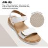 image:imageLittleplum Womens Sandals Arch Support Adjustable Comfy Flat Sandals for Women Summer Walking Shoes for BeachTravelUrban White