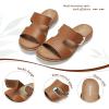 image:imageLittleplum Womens Sandals Arch Support Slides  Comfortable Flat Sandals for Women Summer Breathable Flipflops Walking Shoes for BeachTravelFashion Brown