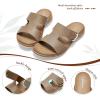 image:imageLittleplum Womens Sandals Arch Support Slides  Comfortable Flat Sandals for Women Summer Breathable Flipflops Walking Shoes for BeachTravelFashion Khaki