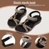 image:imageLittleplum Womens Sandals Arch Support Summer Flat Slides Ankle Elastic Walking Shoes Braided Beach Dressy Sandals for Women Black Size 8