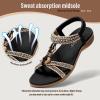 image:imageLittleplum Womens Sandals Arch Support Summer Flat Slides Ankle Elastic Walking Shoes Braided Beach Dressy Sandals for Women Black Size 8
