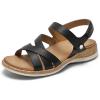 image:imageLittleplum Orthopedic Arch Support Sandals for Women Comfortable Walking Orthotic Flat Sandals with Adjustable StrapBlack