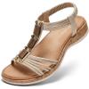 image:imageLittleplum Women Flats Sandals Arch Support OpenToe Casual Summer Low Wedge Shoes for Daily Beach Walking Dressy Comfy Sandals1818Champagne