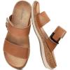 image:imageLittleplum Women Slides Sandals Arch Support Open Toe Slip on Sandals Soft Cushion Slippers Comfy Casual Summer Shoes for WalkingBeachTravelBrown