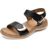 image:imageLittleplum Womens Sandals Arch Support Adjustable Comfy Flat Sandals for Women Summer Walking Shoes for BeachTravelUrban Black
