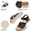 image:imageLittleplum Women Flat Sandals Orthopedic Arch Support Adjustable Strap Comfortable Summer Walking Sandals for Beach Travel Casual DressyCasual Black