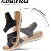 image:imageLittleplum Women Flat Sandals Orthopedic Arch Support Adjustable Strap Comfortable Summer Walking Sandals for Beach Travel Casual DressyCasual Black