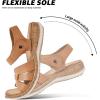 image:imageLittleplum Women Flat Sandals Orthopedic Arch Support Adjustable Strap Comfortable Summer Walking Sandals for Beach Travel Casual DressyCasual Brown