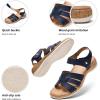 image:imageLittleplum Women Flat Sandals Orthopedic Arch Support Adjustable Strap Comfortable Summer Walking Sandals for Beach Travel Casual DressyCasual Dark Blue