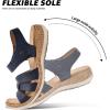 image:imageLittleplum Women Flat Sandals Orthopedic Arch Support Adjustable Strap Comfortable Summer Walking Sandals for Beach Travel Casual DressyCasual Dark Blue