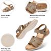 image:imageLittleplum Women Flat Sandals Orthopedic Arch Support Adjustable Strap Comfortable Summer Walking Sandals for Beach Travel Casual DressyCasual Khaki