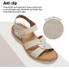 image:imageLittleplum Women Flat Sandals Orthopedic Arch Support Adjustable Strap Comfortable Summer Walking Sandals for Beach Travel Casual DressyClassic Apricot