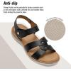 image:imageLittleplum Women Flat Sandals Orthopedic Arch Support Adjustable Strap Comfortable Summer Walking Sandals for Beach Travel Casual DressyClassic Black