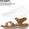 image:imageLittleplum Women Flat Sandals Orthopedic Arch Support Adjustable Strap Comfortable Summer Walking Sandals for Beach Travel Casual DressyClassic Brown