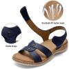 image:imageLittleplum Women Flat Sandals Orthopedic Arch Support Adjustable Strap Comfortable Summer Walking Sandals for Beach Travel Casual DressyClassic Dark Blue