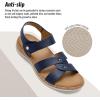 image:imageLittleplum Women Flat Sandals Orthopedic Arch Support Adjustable Strap Comfortable Summer Walking Sandals for Beach Travel Casual DressyClassic Dark Blue