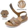 image:imageLittleplum Women Flat Sandals Orthopedic Arch Support Adjustable Strap Comfortable Summer Walking Sandals for Beach Travel Casual DressyClassic Khaki