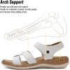 image:imageLittleplum Women Flat Sandals Orthopedic Arch Support Adjustable Strap Comfortable Summer Walking Sandals for Beach Travel Casual DressyClassic White