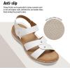 image:imageLittleplum Women Flat Sandals Orthopedic Arch Support Adjustable Strap Comfortable Summer Walking Sandals for Beach Travel Casual DressyClassic White