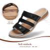 image:imageLittleplum Women Slides Sandals Arch Support Open Toe Walking Comfy Low Wedge Slides Adjustable Summer Shoes for BeachTravelChic Black