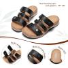 image:imageLittleplum Women Slides Sandals Arch Support Open Toe Walking Comfy Low Wedge Slides Adjustable Summer Shoes for BeachTravelChic Black