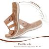 image:imageLittleplum Women Slides Sandals Arch Support Open Toe Walking Comfy Low Wedge Slides Adjustable Summer Shoes for BeachTravelChic Brown