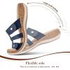 image:imageLittleplum Women Slides Sandals Arch Support Open Toe Walking Comfy Low Wedge Slides Adjustable Summer Shoes for BeachTravelChic Dark Blue