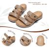 image:imageLittleplum Women Slides Sandals Arch Support Open Toe Walking Comfy Low Wedge Slides Adjustable Summer Shoes for BeachTravelChic Khaki
