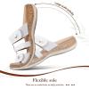 image:imageLittleplum Women Slides Sandals Arch Support Open Toe Walking Comfy Low Wedge Slides Adjustable Summer Shoes for BeachTravelChic White