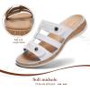 image:imageLittleplum Women Slides Sandals Arch Support Open Toe Walking Comfy Low Wedge Slides Adjustable Summer Shoes for BeachTravelChic White