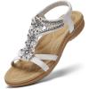 image:imageLittleplum Sandals for Women Handmade Arch Support Summer Womens sandals Comfort Walking Orthopedic Bohemian Flip FlopElegant White