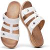 image:imageLittleplum Women Slides Sandals Arch Support Open Toe Walking Comfy Low Wedge Slides Adjustable Summer Shoes for BeachTravelChic White