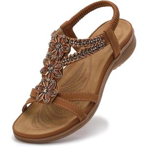 image:imageLittleplum Sandals for Women Handmade Arch Support Summer Womens sandals Comfort Walking Orthopedic Bohemian Flip FlopComfortable Brown
