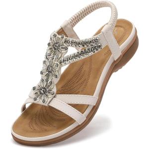 image:imageLittleplum Sandals for Women Handmade Arch Support Summer Womens sandals Comfort Walking Orthopedic Bohemian Flip FlopComfortable White