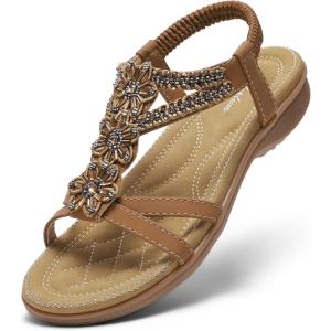 image:imageLittleplum Sandals for Women Handmade Arch Support Summer Womens sandals Comfort Walking Orthopedic Bohemian Flip FlopElegant Brown